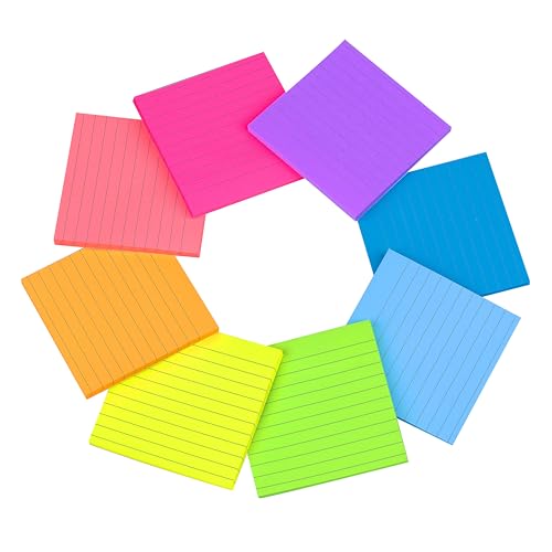 8 Pack Colorful Lined Sticky Notes 4x4