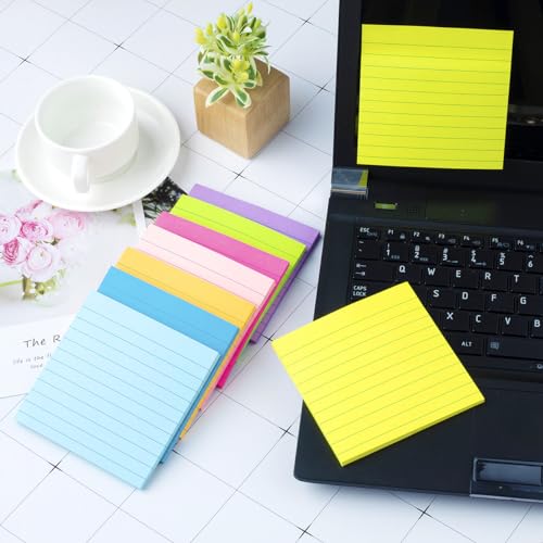 8 Pack Colorful Lined Sticky Notes 4x4