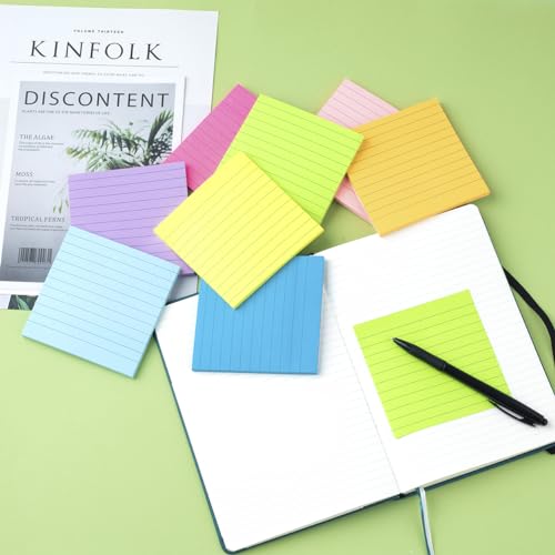 8 Pack Colorful Lined Sticky Notes 4x4