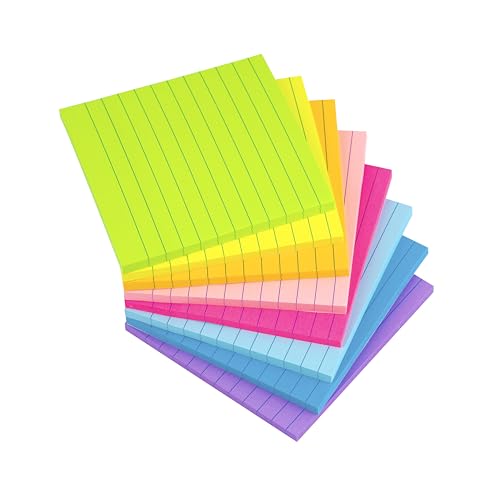 8 Pack Colorful Lined Sticky Notes 4x4