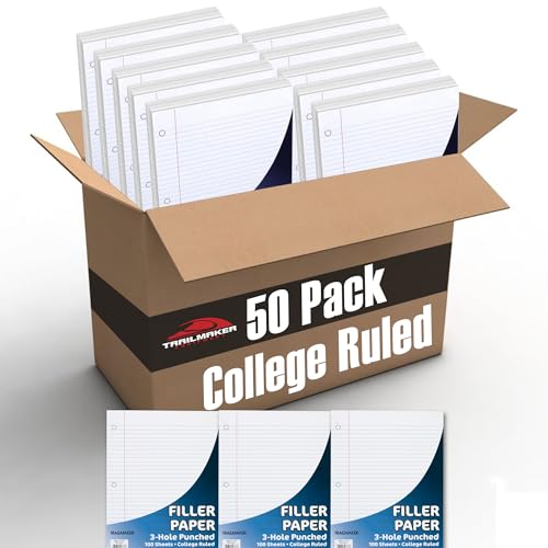 50-Pack Reinforced College Ruled Loose Leaf Paper