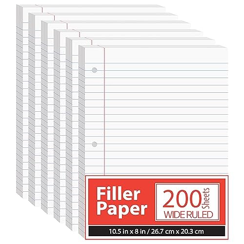 Wide Ruled Loose Leaf Notebook Paper - 6 Pack