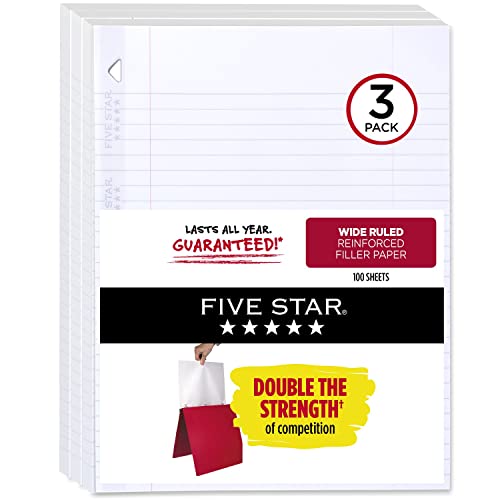 Five Star Wide Ruled Loose Leaf Paper, 3 Pack