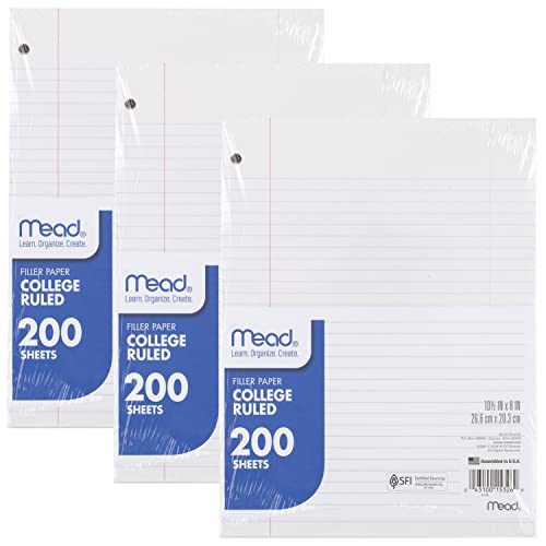 Mead College Ruled Loose Leaf Paper, 3 Pack