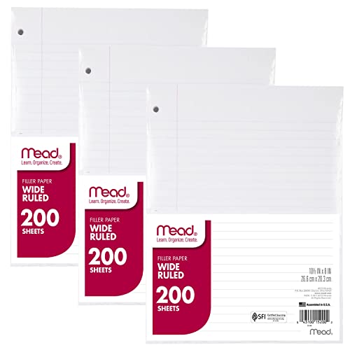 Mead Wide Ruled Loose Leaf Paper, Pack of 3