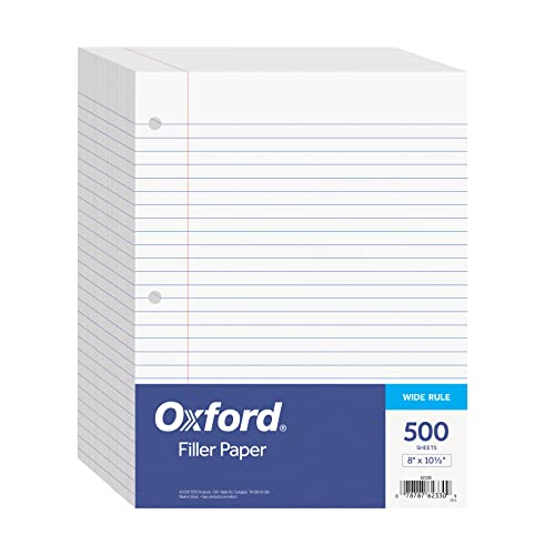 Oxford Wide Ruled Loose Leaf Notebook Paper, 500 Sheets