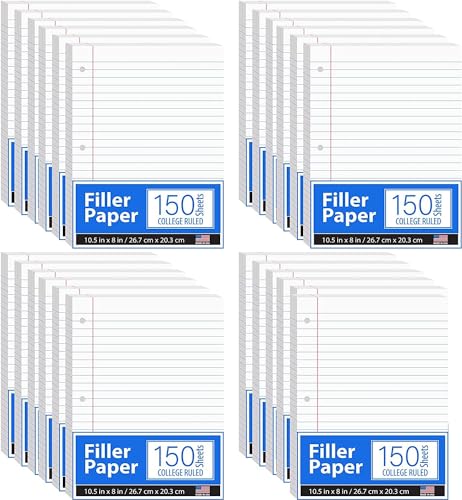 College Ruled Loose Leaf Notebook Paper, 150 Sheets