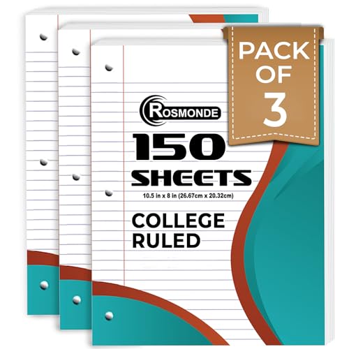 Rosmonde College Ruled Loose Leaf Paper - 3 Pack