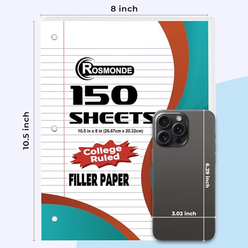 Rosmonde College Ruled Loose Leaf Paper - 3 Pack