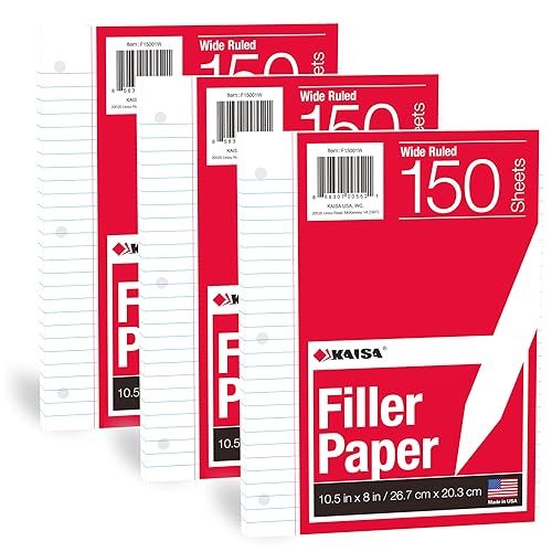 Wide Ruled Loose Leaf Filler Paper, 150 Sheets