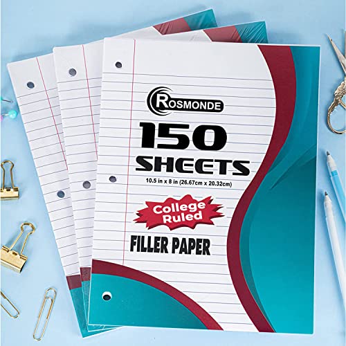 Rosmonde College Ruled Loose Leaf Paper - 3 Pack