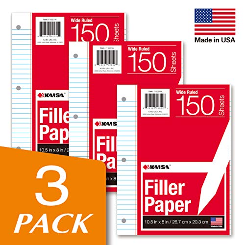 Wide Ruled Loose Leaf Filler Paper, 150 Sheets