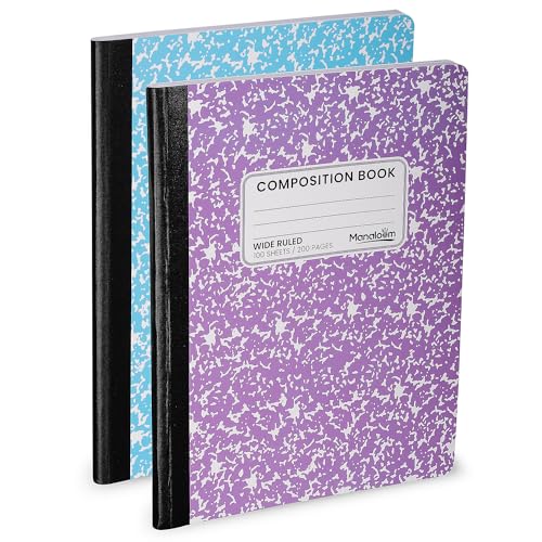 Durable Wide Ruled Composition Notebooks - 2 Pack