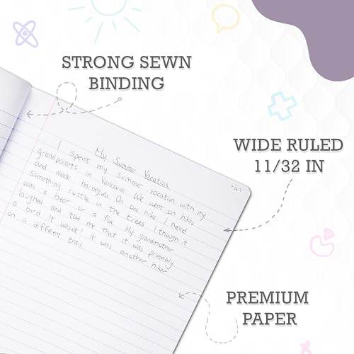 Durable Wide Ruled Composition Notebooks - 2 Pack