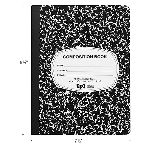 EPI Wide Ruled Black Marble Composition Notebooks