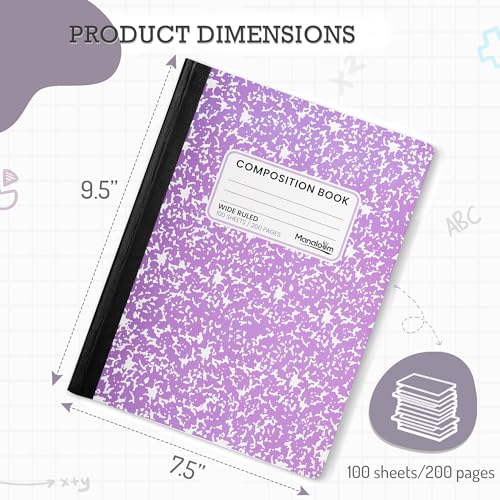 Durable Wide Ruled Composition Notebooks - 2 Pack