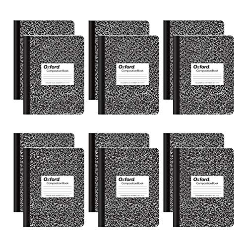 Black Marble Oxford Composition Notebooks, 12 Pack
