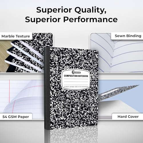 50-Pack Black Marble Composition Notebooks - College Ruled