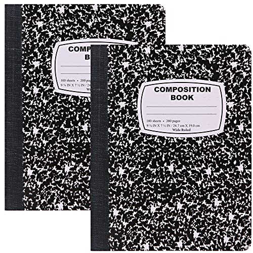Emraw Black and White Marble Composition Notebooks - 2 Pack