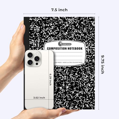 50-Pack Black Marble Composition Notebooks - College Ruled