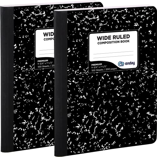 Emraw Black and White Marble Composition Notebooks - 2 Pack