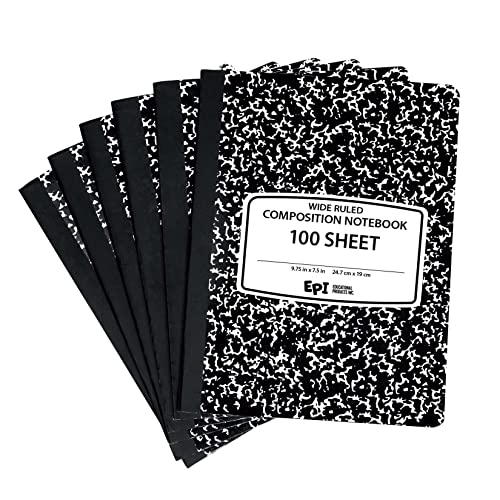 EPI Wide Ruled Black Marble Composition Notebooks