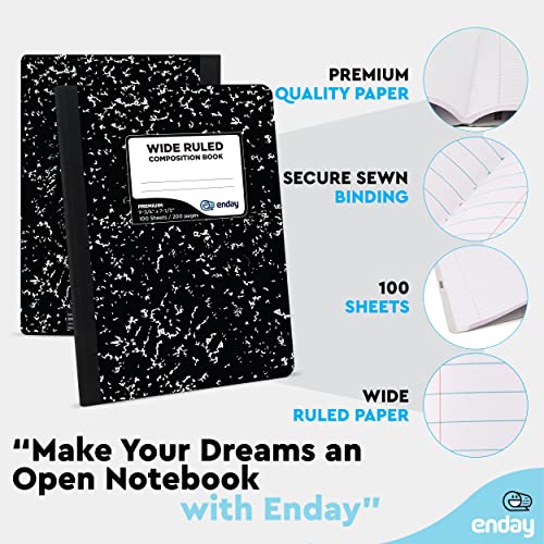 Emraw Black and White Marble Composition Notebooks - 2 Pack