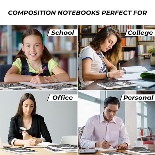 50-Pack Black Marble Composition Notebooks - College Ruled