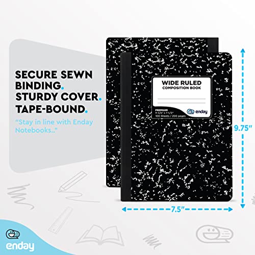 Emraw Black and White Marble Composition Notebooks - 2 Pack