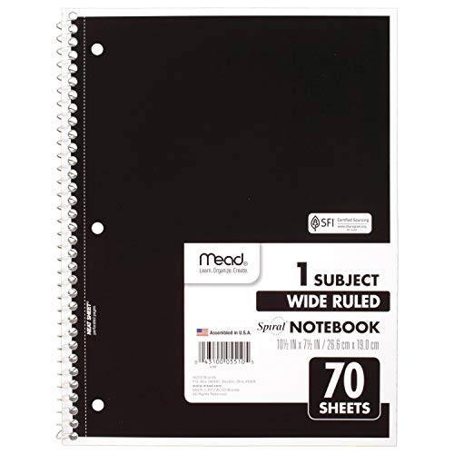 Mead 6-Pack Spiral Notebooks, Wide Ruled