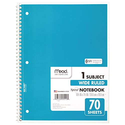 Mead 6-Pack Spiral Notebooks, Wide Ruled