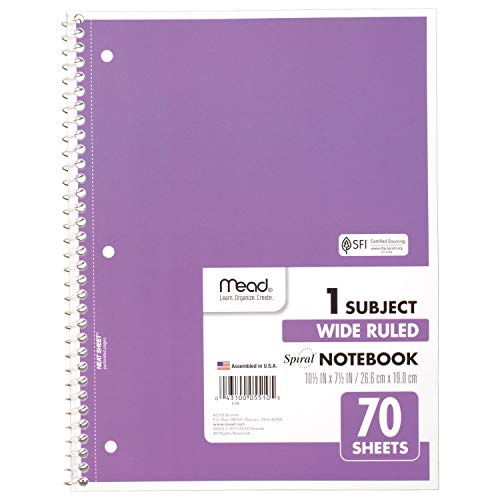 Mead 6-Pack Spiral Notebooks, Wide Ruled