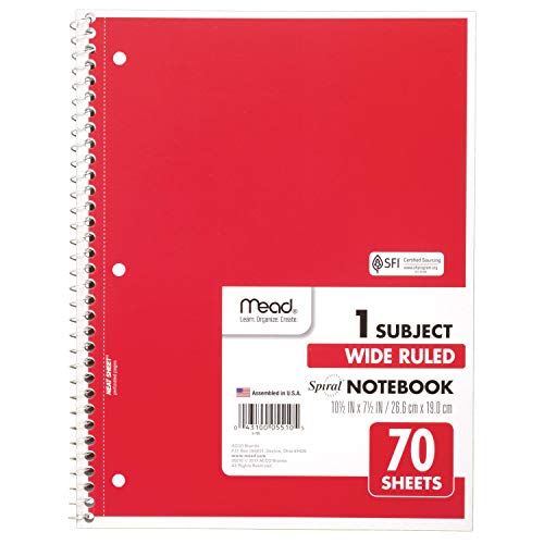 Mead 6-Pack Spiral Notebooks, Wide Ruled