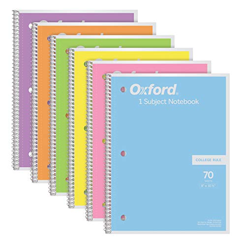 Set of 6 Oxford Pastel Spiral Notebooks