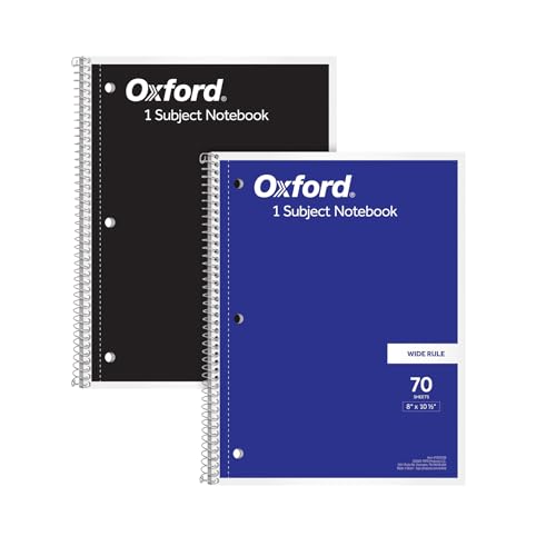 Oxford 1-Subject Spiral Notebooks, Wide Ruled, 2 Pack