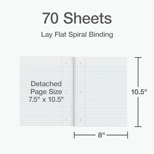 Oxford 1-Subject Spiral Notebooks, Wide Ruled, 2 Pack