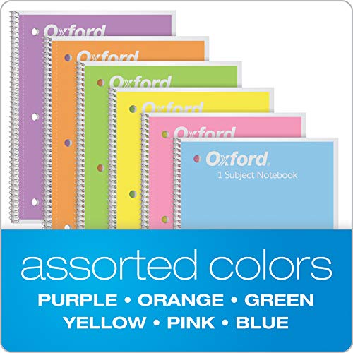 Set of 6 Oxford Pastel Spiral Notebooks