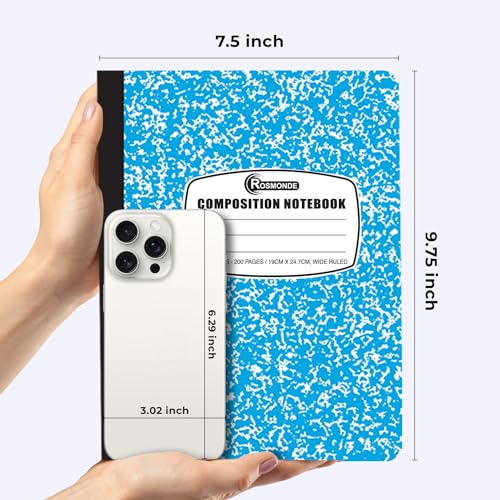 12 Pack Wide Ruled Composition Notebooks, Assorted Colors