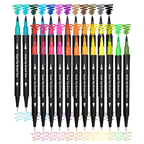 Piochoo 24 Dual Brush Marker Pens Set
