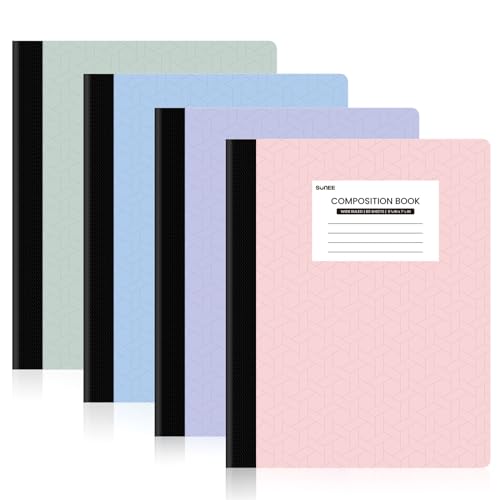 SUNEE Wide Ruled Composition Notebooks - 4 Pack