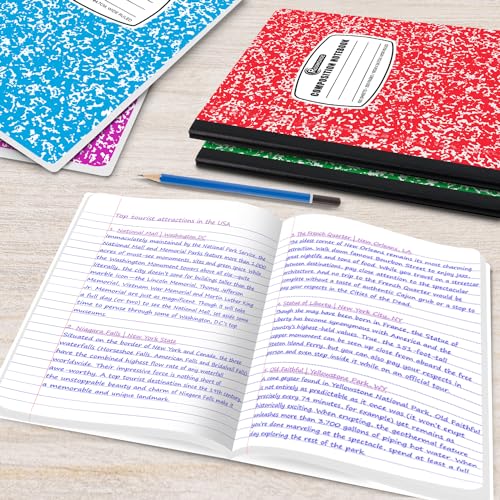 12 Pack Wide Ruled Composition Notebooks, Assorted Colors
