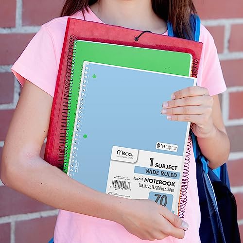 Mead 6-Pack Spiral Notebooks, Assorted Pastel Colors