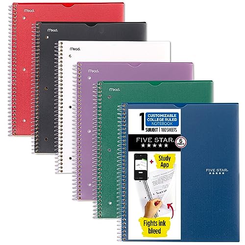 Five Star 6-Pack Spiral Notebooks with Custom Covers