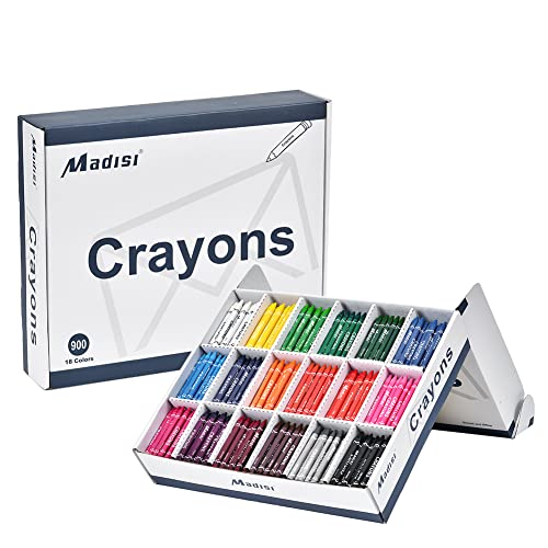Madisi Bulk Crayon Pack, 18 Colors, 900 Count