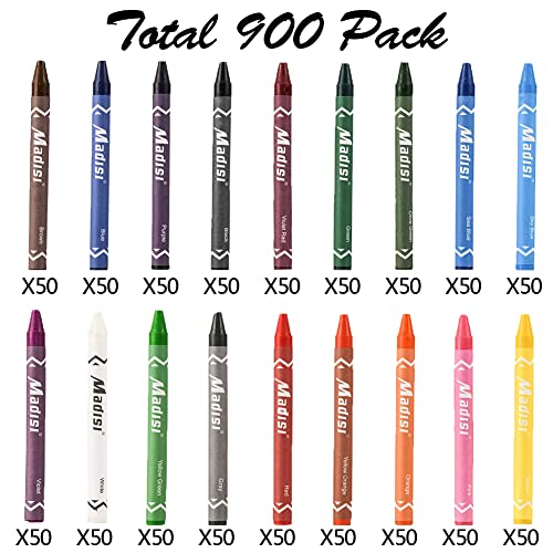 Madisi Bulk Crayon Pack, 18 Colors, 900 Count