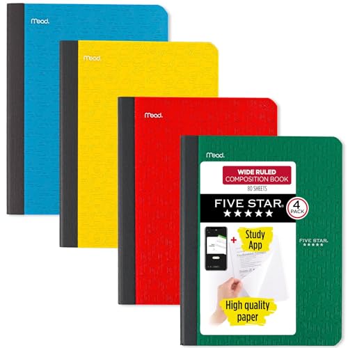 Five Star Composition Books with Study App, 4 Pack