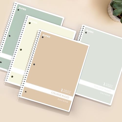 SUNEE College Ruled Spiral Notebooks - 4 Pack