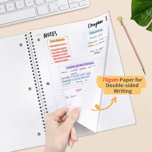 SUNEE College Ruled Spiral Notebooks - 4 Pack