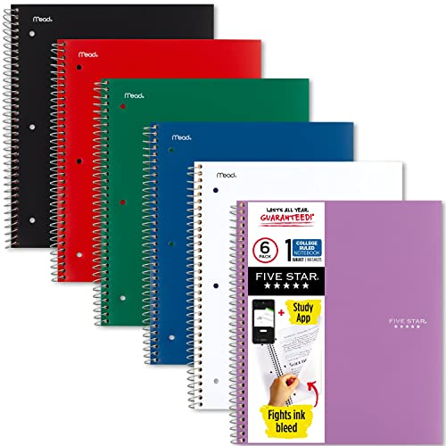 Five Star 6-Pack College Ruled Spiral Notebooks