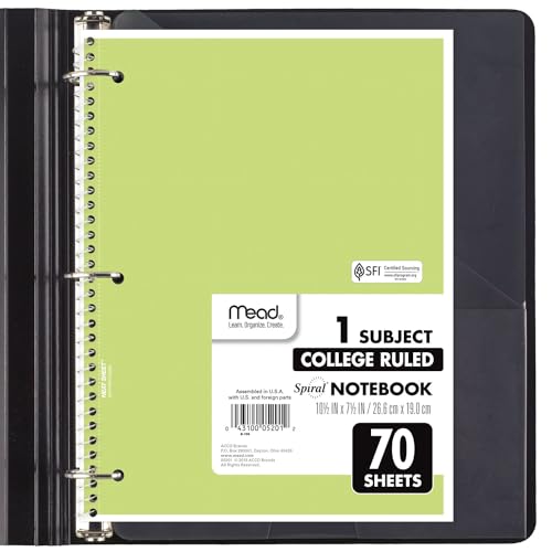 Mead 6-Pack College Ruled Spiral Notebooks